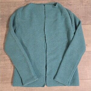 FILIPPA K Womens Wool Knit Turquoise Teal Open Front Cardigan M